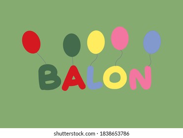 balloon writing with five colorful balloons