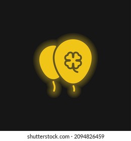 Balloon yellow glowing neon icon