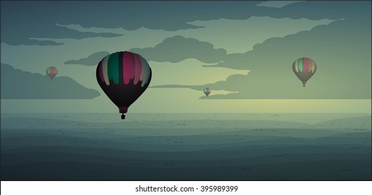 balloon,aerostat landscape