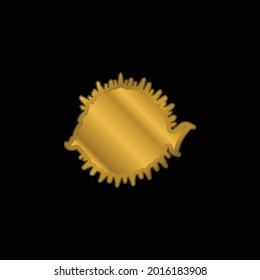 Balloonfish Side Shape gold plated metalic icon or logo vector
