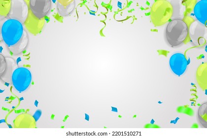 Balloons Abstract background Variegated Confetti Party Vector  Background. Fun Streamer Template. Ribbon Shiny Poster. Multi colored Anniversary Illustration.