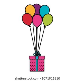 balloons air with gift box present