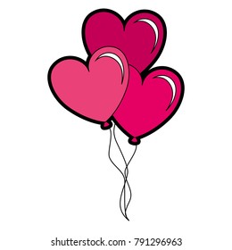 balloons air with heart shape