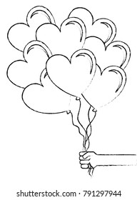 balloons air with heart shape
