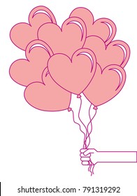 balloons air with heart shape