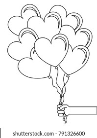 balloons air with heart shape