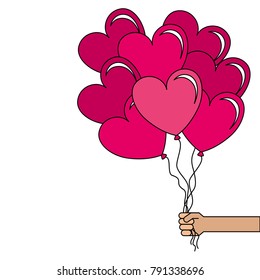 balloons air with heart shape