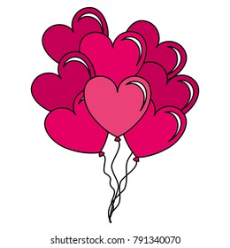 balloons air with heart shape