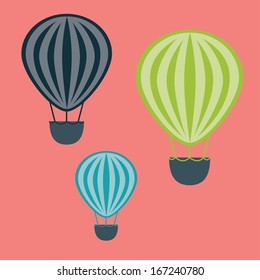 balloons air over pink  background vector illustration