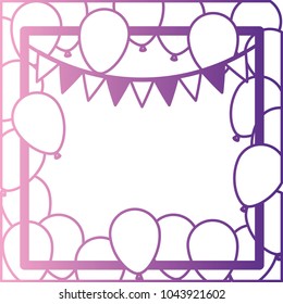 balloons air party with garlands decorative frame