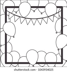balloons air party with garlands decorative frame