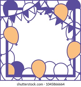 balloons air party with garlands decorative frame