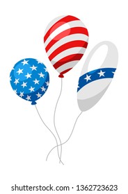 Balloons in American Flag colors. Isolated on white background.