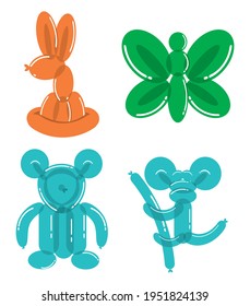 balloons animals colors set icons