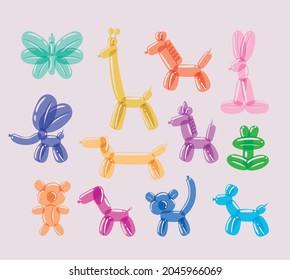 balloons animals design over pink