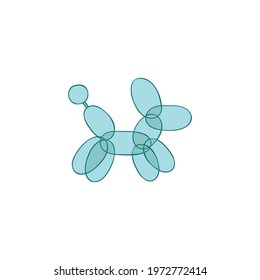Balloons animals. Dog. Isolated vector object on white background. Blue.