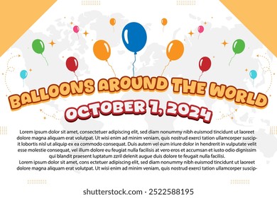 Balloons Around the World Day – October 1, 2024, Attractive design, can be used on all social media platforms, beautiful color combination, get it now for the first purchase.