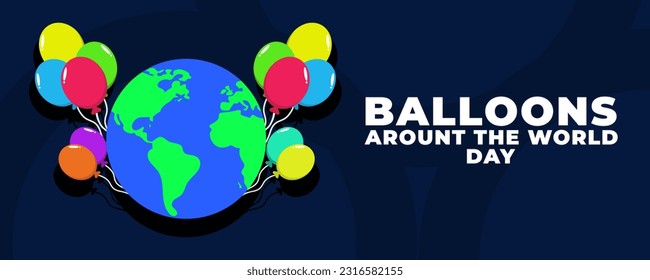 Globos alrededor del Día Mundial el 1 de octubre Fondo de Banner. Diseño de plantilla de pancarta horizontal. Ilustración vectorial