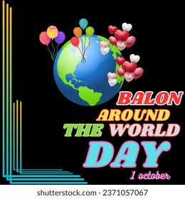 Balloons around the world October 1st. vector illustration