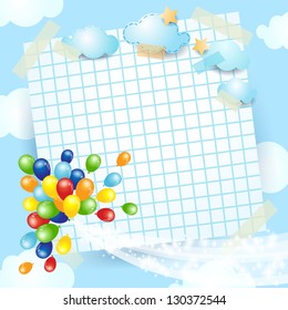 Balloons background with copy space, vector