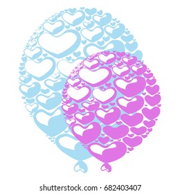 Balloons, background of festive balloons from hearts.   Vector illustration.