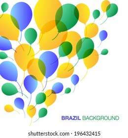 Balloons Background using Brazil flag colors 2016, vector illustration 