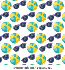 balloons beach and sunglasses pattern