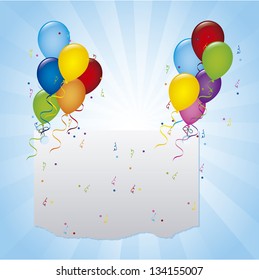 balloons birthday over blue background. vector illustration