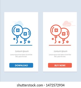 Balloons, Birthday, Birthday Party, Celebration  Blue and Red Download and Buy Now web Widget Card Template