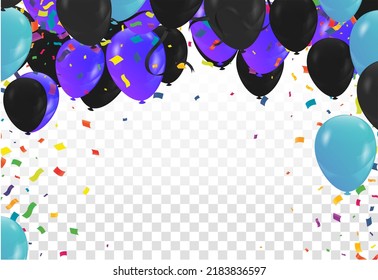  balloons black and blue design template   space for text illustration