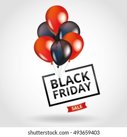 Balloons Black friday. Red gold balloon sparkles sale background. Black friday sale logo banner, web, flyer, header design. Christmas and new year salling. Gold white transparent balloon background
