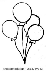 balloons black outline. vector illustration