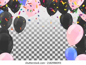  plantilla de diseño negro y rosa de globos   espacio para ilustración de texto
