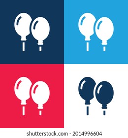 Balloons blue and red four color minimal icon set