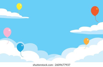 Balloons and blue sky background illustration material