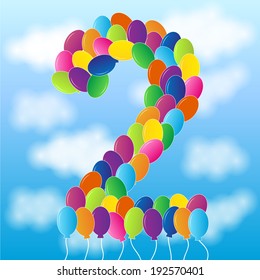 Balloons and blue sky - Number 2 -  vector
