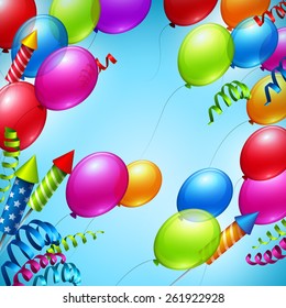 Balloons in the blue sky. Vector illustration EPS 10