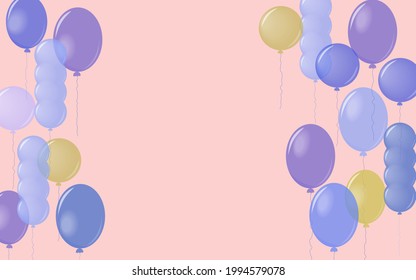  Los globos bordean el fondo rosa claro. vector