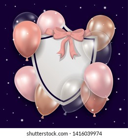 Balloons with bowtie and label design vector illustration