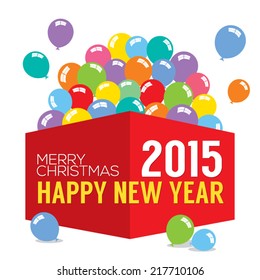 Balloons In The Box 2015 New Year Vector Illustration