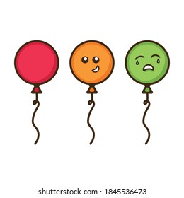 balloons with bright colors and cute expressions