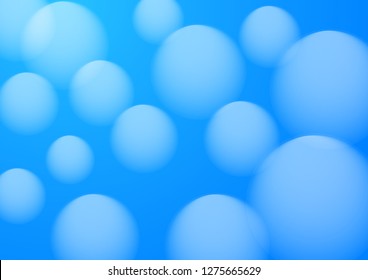 Balloons, bubbles and balls, blurry on blue background, vector illustration