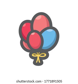 Balloons bunch with bow Vector Cartoon illustration
