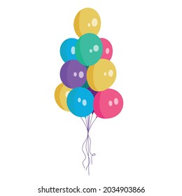 Balloons in a bunch for the holiday isolated on white background. Illustration for printing, logo, covers, packaging, greeting cards, posters, stickers, textile, seasonal design. Vector eps 10.