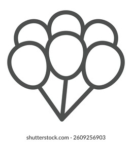 Balloons bunch line icon, black friday concept. Vector graphics. Sale promotion decoration, shopping sign on white background, outline style icon for mobile or web design