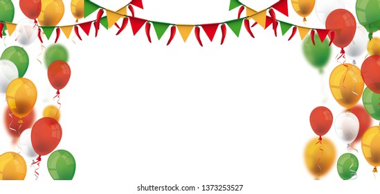 Balloons and buntings in mexican national colors. Eps 10 vector file.