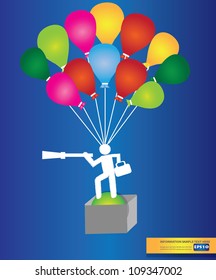 Balloons and businessman concept,Vector