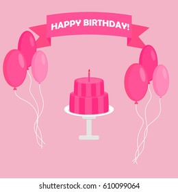 Balloons and cake are suitable for the background, you can add text