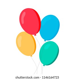 Balloons in cartoon. Flat style isolated on white background. Vector set EPS10