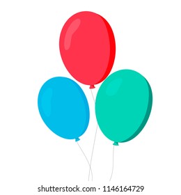 Balloons in cartoon. Flat style isolated on white background. Vector set EPS10